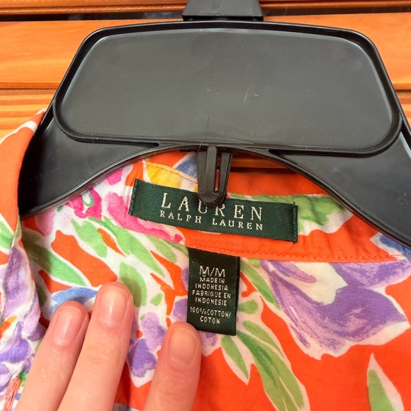 Ralph Lauren Orange Floral Button-Down Shirt - Picture 3 of 4